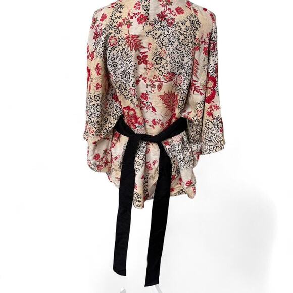 vintage 90's silk beaded baby doll kimono blouse large/x‎ large - Picture 5 of 7